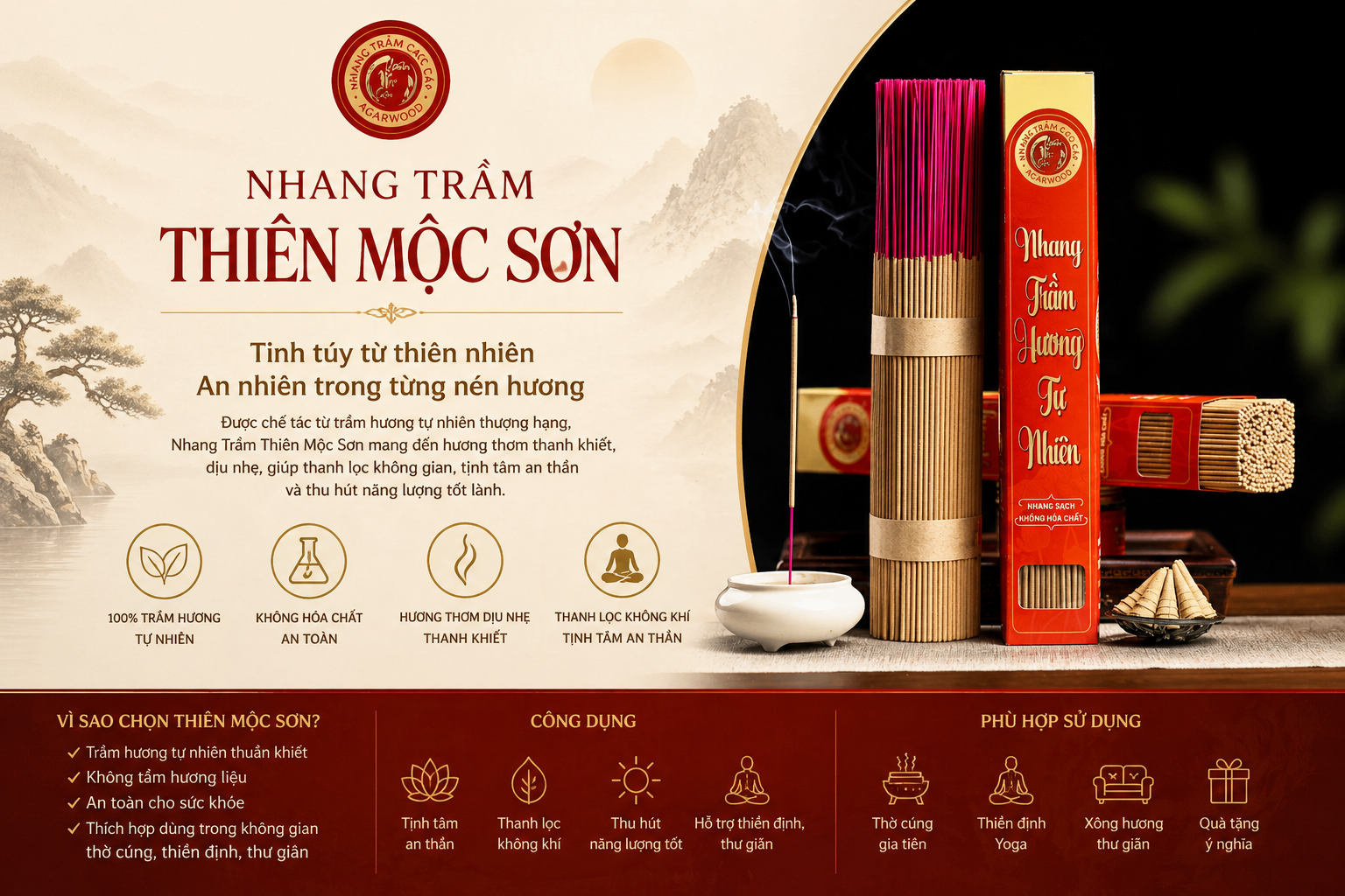 Nhang Trầm Thiên Mộc Sơn — Tinh túy từ thiên nhiên