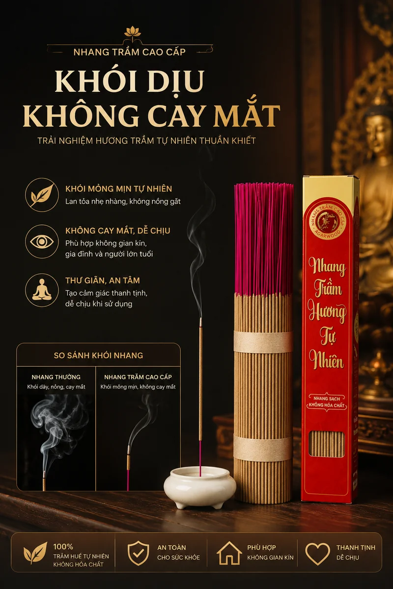 Nhang Trầm Cao Cấp Thiên Mộc Sơn - Khói dịu không cay mắt